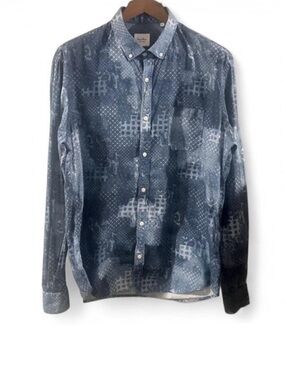 VTG Men's French Designer Blue Patterned Shirt Size 2XL (fits XL)